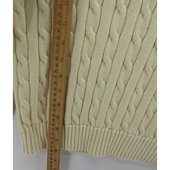 Ralph Lauren Polo Sweater Medium Cream Pullover Cable Knit Pony - Picture 5 of 11